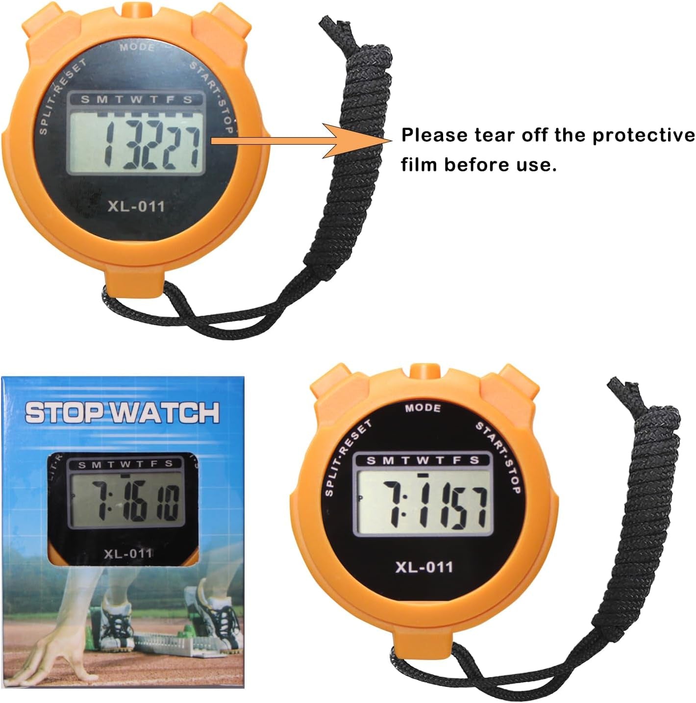6-Pack Multi-Function Electronic Digital Stopwatch Timer, Large Display with Date Time and Alarm Function, Sports Coaches Fitness Coaches and Referees