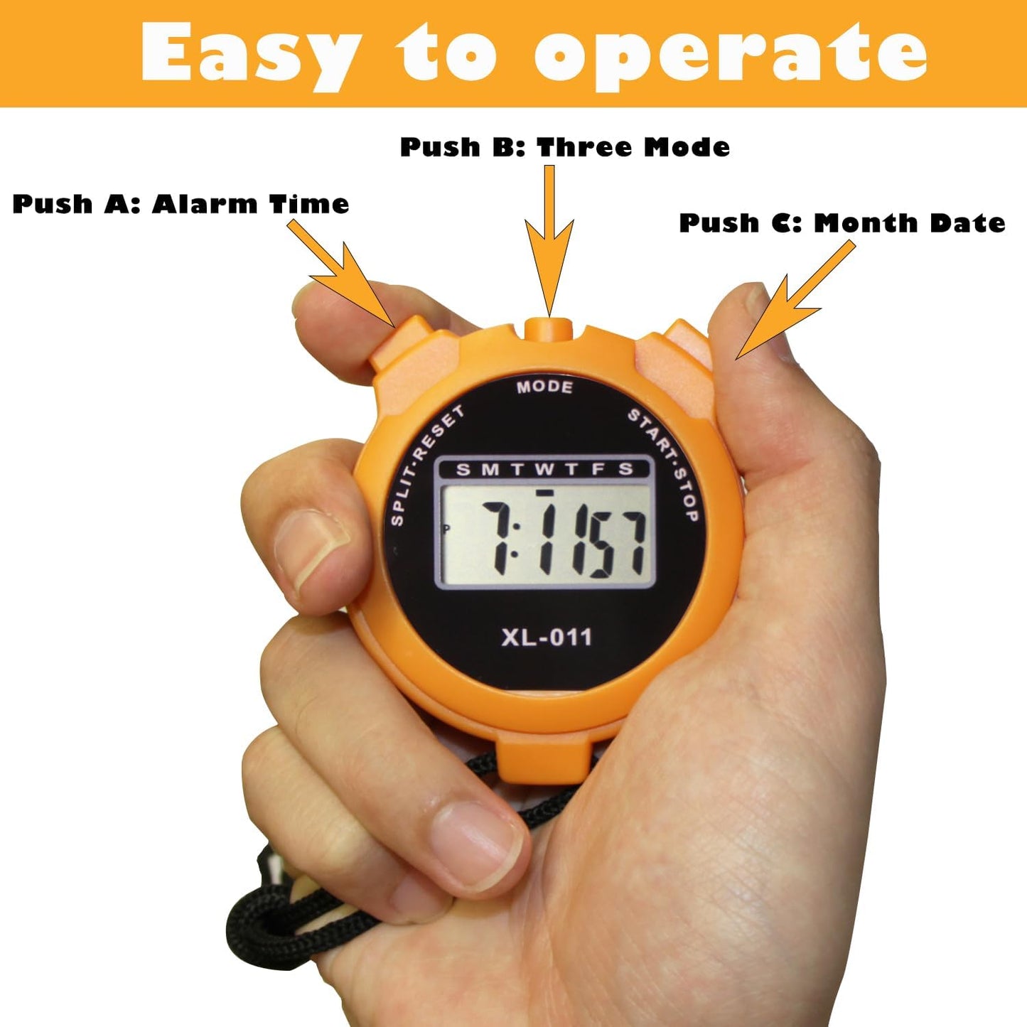 6-Pack Multi-Function Electronic Digital Stopwatch Timer, Large Display with Date Time and Alarm Function, Sports Coaches Fitness Coaches and Referees