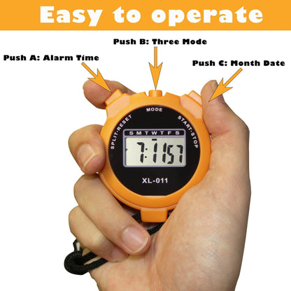 6-Pack Multi-Function Electronic Digital Stopwatch Timer, Large Display with Date Time and Alarm Function, Sports Coaches Fitness Coaches and Referees